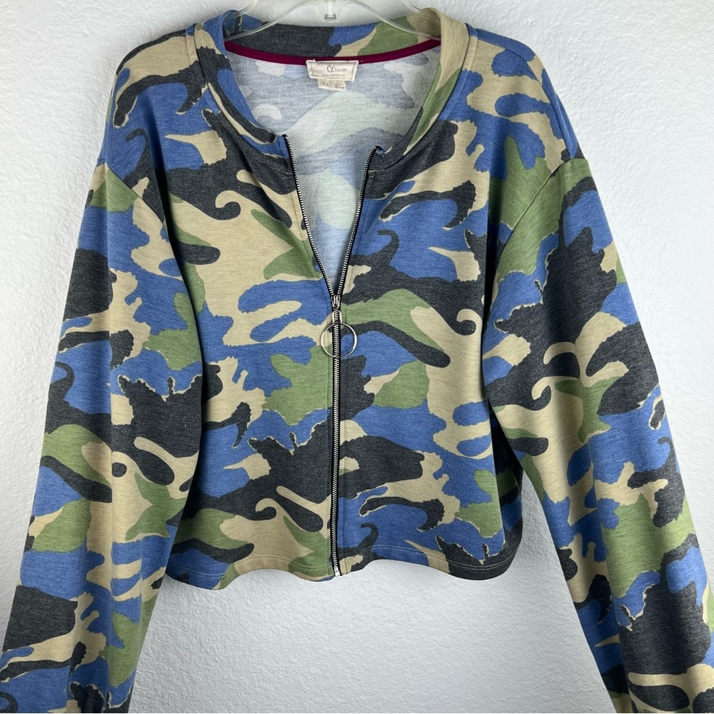 ❤️ Blue Camouflage Crop Top with long sleeves